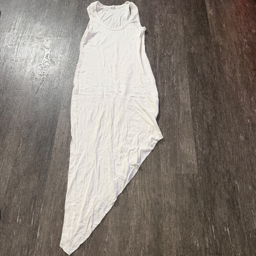 Skin Organic Tank‎ Dress Women XS White Asymmetric Pima Cotton Maxi Sleeveless